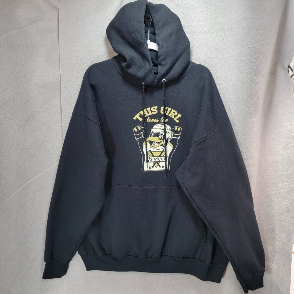 Hanes Pittsburgh Penguins NHL Hoodie Sz 2XL Black Hooded Sweatshirt Hockey Fan